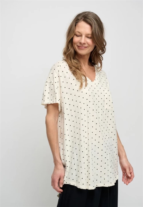 MOSHI MOSHI MIND DOTTED DREAMY T-SHIRT ECRU/BLACK DOTS